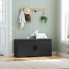 2-Tier Storage Bench, Shoe Bench with Thickened Padded Seat Cushion, Entryway Bench with 4 Doors, Adjustable Shelf, 13.8 D x 45.3 W x 18.5 H, for Entryway, Living Room, Bedroom, White