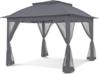 COOS BAY 11x11 Pop Up Gazebo with Mesh Netting, Instant Outdoor Canopy Tent, Water Resistant Shelter with UPF 50+ UV Protection, 121 Sq Ft Coverage, Beige