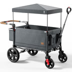 EVER ADVANCED Side-unzip Wagon Stroller for 2 Kids Push Pull Stroller with Adjustable Handle