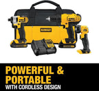 20V MAX Cordless Drill Impact Driver and LED Work Light Portable, Power Tool Combo Kit 3 Tool, 2 Batteries and Charger Included (DCK340C2)