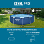 Bestway Steel Pro 10' x 30 Above Ground Swimming Pool Set with Filter Pump