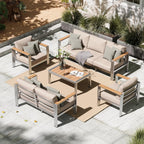 Aluminum Outdoor Patio Furniture Set with Coffee Table, 5 Piece Patio Conversation Sets, Outdoor Sectional Furniture for Porch, Balcony, Yard, Gray