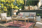 Coastal view outdoor terrace eucalyptus sofa