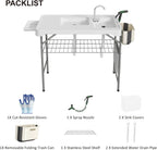 EVOKEDEN 42.5 Fish Cleaning Table w/ Sink, Folding Camping Table & Fish Cleaning Station w/ Measure Mark
