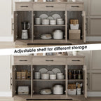 Sideboard with drawers, large 55-inch sideboard, sideboard storage with shelves and doors, modern farmhouse coffee bar wood kitchen dining table