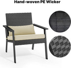 Ahomly 4-Piece Outdoor Wicker Patio Furniture Set with Deep Seating Cushions and Table for Balcony, Backyard, and Porch (Gray)
