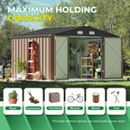 Devoko Outdoor Storage Shed Lockable Metal Garden Shed Steel Anti-Corrosion Storage House