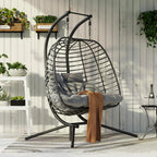 HWB Hanging Egg Chair Patio Wicker Hammock Egg Swing Chair with Cushion for Bedroom