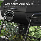 Outsunny Barrel Charcoal BBQ Grill with 420 sq.in. Cooking Area, Wheeled Outdoor Barbecue, Black