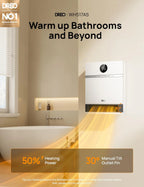 Dreo Smart Wall Heater, IP24 Electric PTC Space Heaters for Indoor Use, 30�� Oscillation, Adjustable Thermostat, Remote Control, Works with Alexa, 24H Timer, Easy-mounted for Bedroom, Office, Home