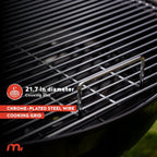 Megamaster – 22 Deluxe Charcoal Barbecue Grill with Adjustable Air Vent, Built-In Temperature Gauge, 368 SQ. In Cooking Area, Storage Rack, Portable Grill for Camping, Picnics, and More - 810-23003