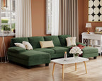 Furmax Sectional Couches for Living Room U-Shaped Sofa Couch Linen Fabric 4 Seat Sofa Set