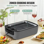 Smokeless Indoor Grill, Electric Indoor Grill for Korean BBQ with Dual-Turbo Smoke Extractor, LED Smart Display & Dual-Zone Nonstick Grill Plates, 6-Level Temp Control, Dishwasher Safe