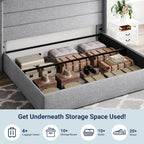 Allewie Queen Size Lift Up Storage Bed Modern Wingback Headboard Hydraulic Support