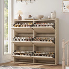 GarveeHome Shoe Cabinet with 3 Flip Top Drawers, Wooden Shoe Cabinet with Adjustable Shelves