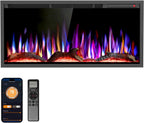 R.W.FLAME 60 Recessed and Wall Mounted Electric Fireplace, Low Noise