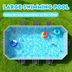 Hyindoor Outdoor Foldable Non-Inflatable Adults and Kids Swimming Pool Titanium Aluminum Support Steel Frame Anti-Slip for Lawn Garden Backyard（116 x 65 x 21）