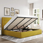 Allewie Queen Size Lift Up Storage Bed Modern Wingback Headboard Hydraulic Support