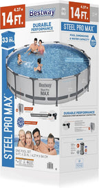 Steel Pro MAX 10 Foot x 30 Inch Round Metal Frame Above Ground Outdoor Backyard Swimming Pool Set with 330 GPH Filter Pump
