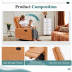 Sweetcrispy Massage Recliner Chair for Adults, Adjustable Home Theater Seating with Lumbar Support for Living Room, Modern Fabric Reclining, Light Grey