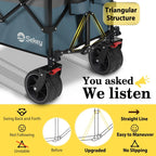 Sekey 48 Inch Long Foldable Extended Travel Cart, 440 Lbs Load Capacity, Heavy Duty 300 Liter Folding Multi-Purpose Garden Cart