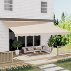 13' x 10' Awning for Patio, Sunsetter Retractable Awning Waterproof Cover Outdoor Patio Canopy, Sun Shade with Manual Crank Handle, Porch Shades for Outdoor, House, Deck, Dark Gray