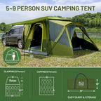 TIMBER RIDGE 5-9 Person SUV Tent with Screen Porch and Awning for Family Camping Weather Resistant