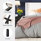 Allewie Full Size Velvet Bed Frame Vertical Channel Tufted Wingback Headboard Upholstered Bed