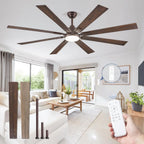 ZMISHIBO 72 inch Large Ceiling Fans with Lights and Remote, Indoor/Outdoor Black Modern Ceiling Fan for Kitchen Living Room Patio, 6 Speed Reversible Quiet DC Motor, 3 CCT, Dual Finish 8 Blades