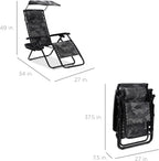 Best Choice Products Folding Zero Gravity Outdoor Recliner Patio Lounge Chair w/Adjustable Canopy Shade, Headrest, Side Accessory Tray, Textilene Mesh - Peacock Blue