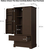 Gizoon Kitchen Pantry Cabinet with Drawers Freestanding Bathroom Storage Cabinet with Doors and Shelves, 47 Inch Small Pantry Cabinet
