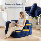 Folding Sofa Bed L-Shaped Convertible Sofa Bed with Armrests and Pillows