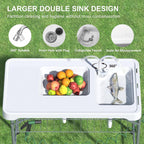 EVOKEDEN 42.5 Fish Cleaning Table w/ Sink, Folding Camping Table & Fish Cleaning Station w/ Measure Mark