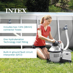 Intex10 inch Krystal Clear Sand Filter Pool Pump, 1500 Gph Motor 1200 GPH System Flow Rate with GFCI, 110-120 V