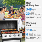 SEGMART 3 Burner BBQ Propane Gas Grill, Stainless Steel 30,000 BTU Patio Garden Barbecue Grill with Side Tables, Cleaning Brush & Thermometer, Perfect for Camping, Outdoor Cooking