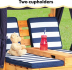 KidKraft Wooden Outdoor Double Chaise Lounge with Cup Holders Kids Patio Furniture Honey
