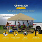 10x10 Pop-Up Awning One-Click Installation Beach Tent Outdoor Sunshade Silver Coated Top