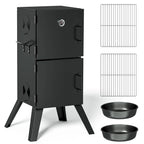 Kingchii Vertical Charcoal Smoker BBQ Grill with Built-in Thermometer, Portable Smoker for Backyard, Camping, Barbecue, and Outdoor Grilling