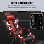 Gaming Chair with Massage Lumbar Support and Footrest Height Office Gaming Chair