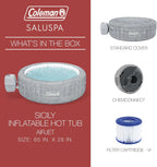 SaluSpa Sicily AirJet 7 Person Inflatable Hot Tub Round Portable Outdoor Spa with 180 Soothing AirJets and Insulated Cover, Gray