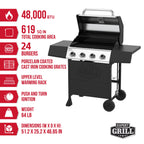 Expert Grill, 4-Burner Propane Gas Grill with Side Table and Wheels, Stainless Steel