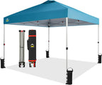 10x10 Pop-Up Awning One-Click Installation Beach Tent Outdoor Sunshade Silver Coated Top