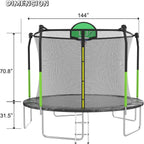 AOTOB 8FT 10FT 12FT 14 FT 15FT Trampoline with Safety Enclosure Net Outdoor Trampoline