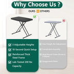 WASUHE 30 Small Folding Table, Height Adjustment Tv Tray Table, Practical Portable Tv Dinner Table for Eating, Sofa, Indoor/Outdoor, White